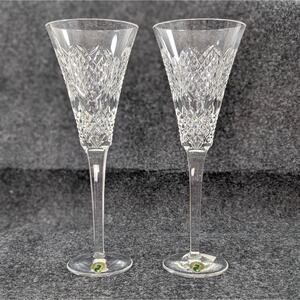 Waterford Crystal Champagne Flutes 10" Wedding Heirloom Hearts - NEW Set of 2